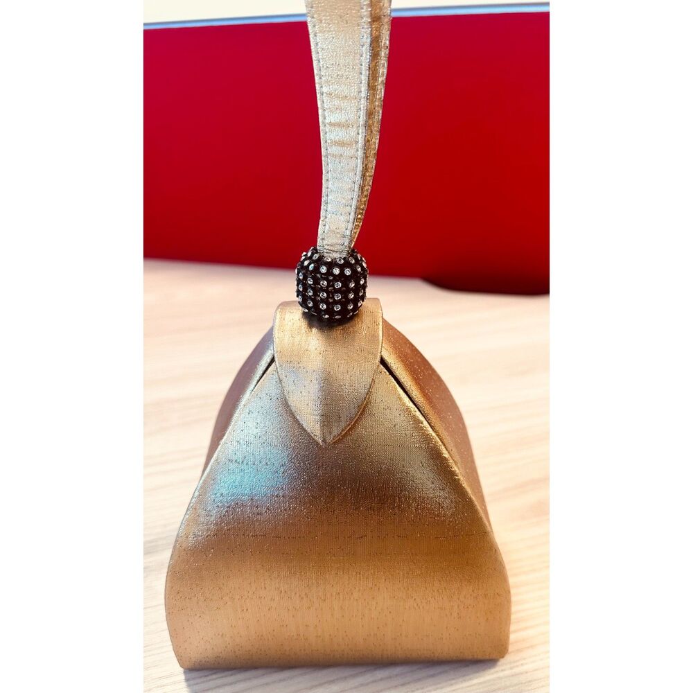 Vintage Gold Iconic Pyramid Triangular Evening Glam Clutch Bag Purse